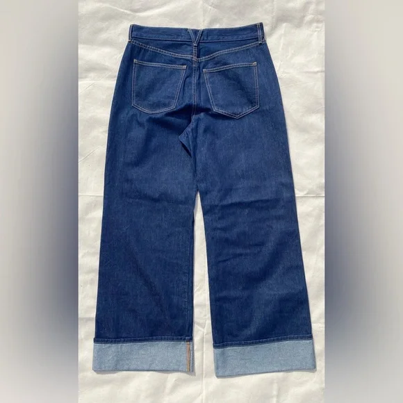 Veronica Beard Dark Blue Taylor Relaxed Fit Wide Leg Hi Rise Jeans EUC Casual - Picture 2 of 9